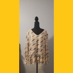 Ashley Stewart Blouse White/Black/Tan/Yellow  Size 18/20